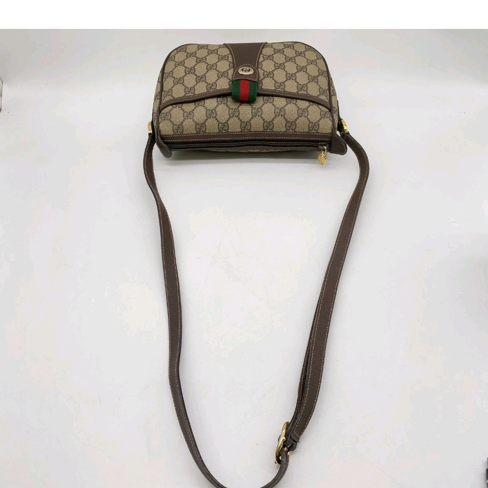 Gucci Sherry Line GG Supreme PVC Leather Brown Shoulder Bag - Picture 3 of 13